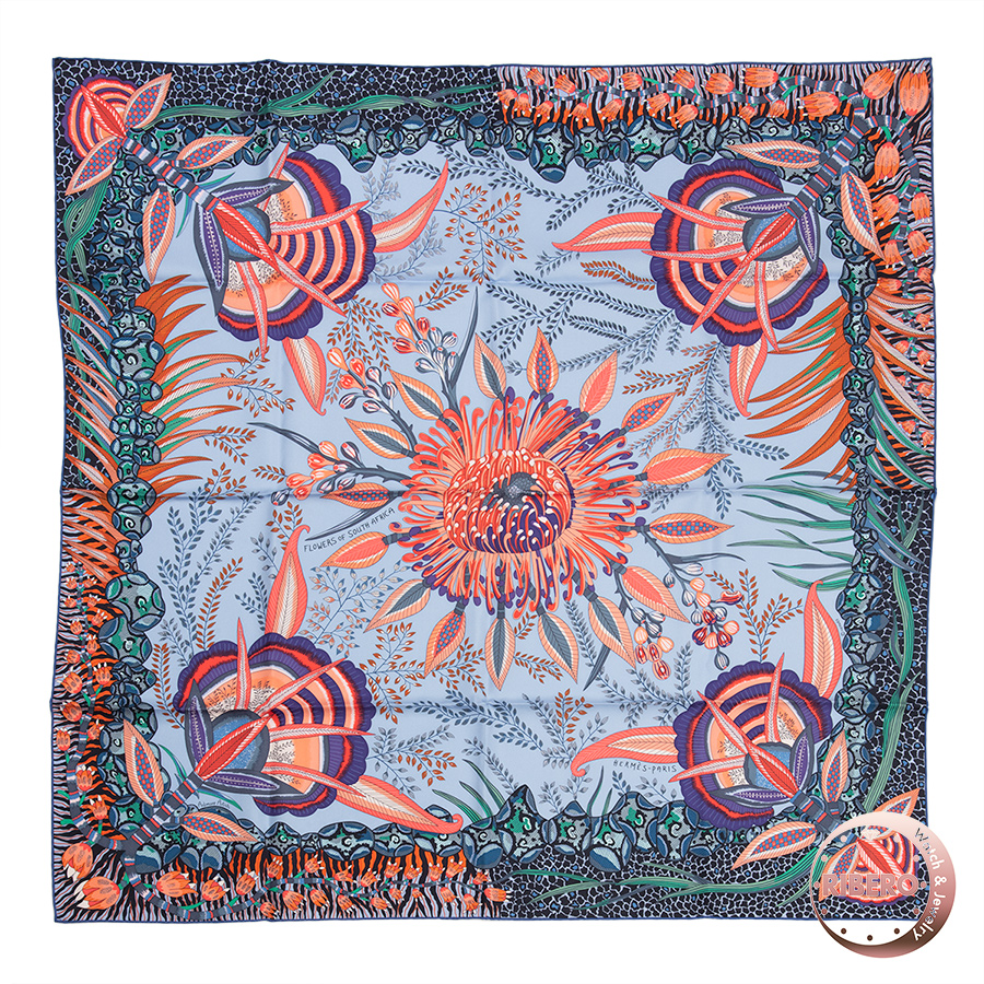 エルメス カレ90 Flowers of South Africa 南アフリカの花々 スカーフ