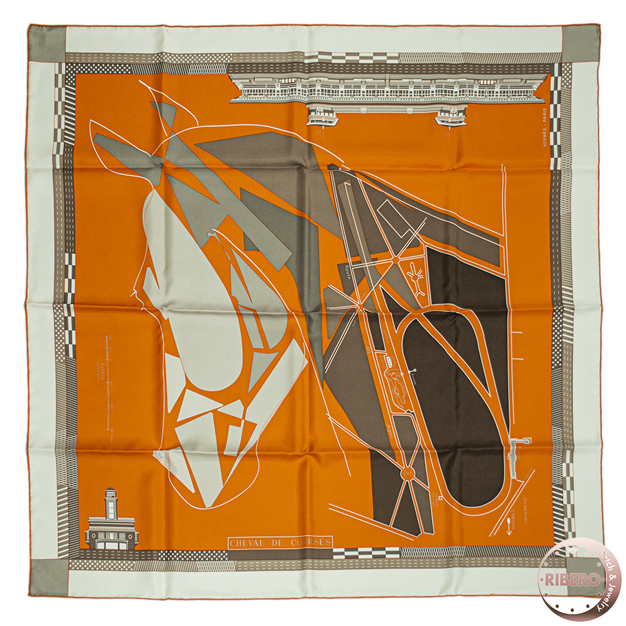 エルメス Cheval de Course 駆ける馬 カレ90 スカーフ