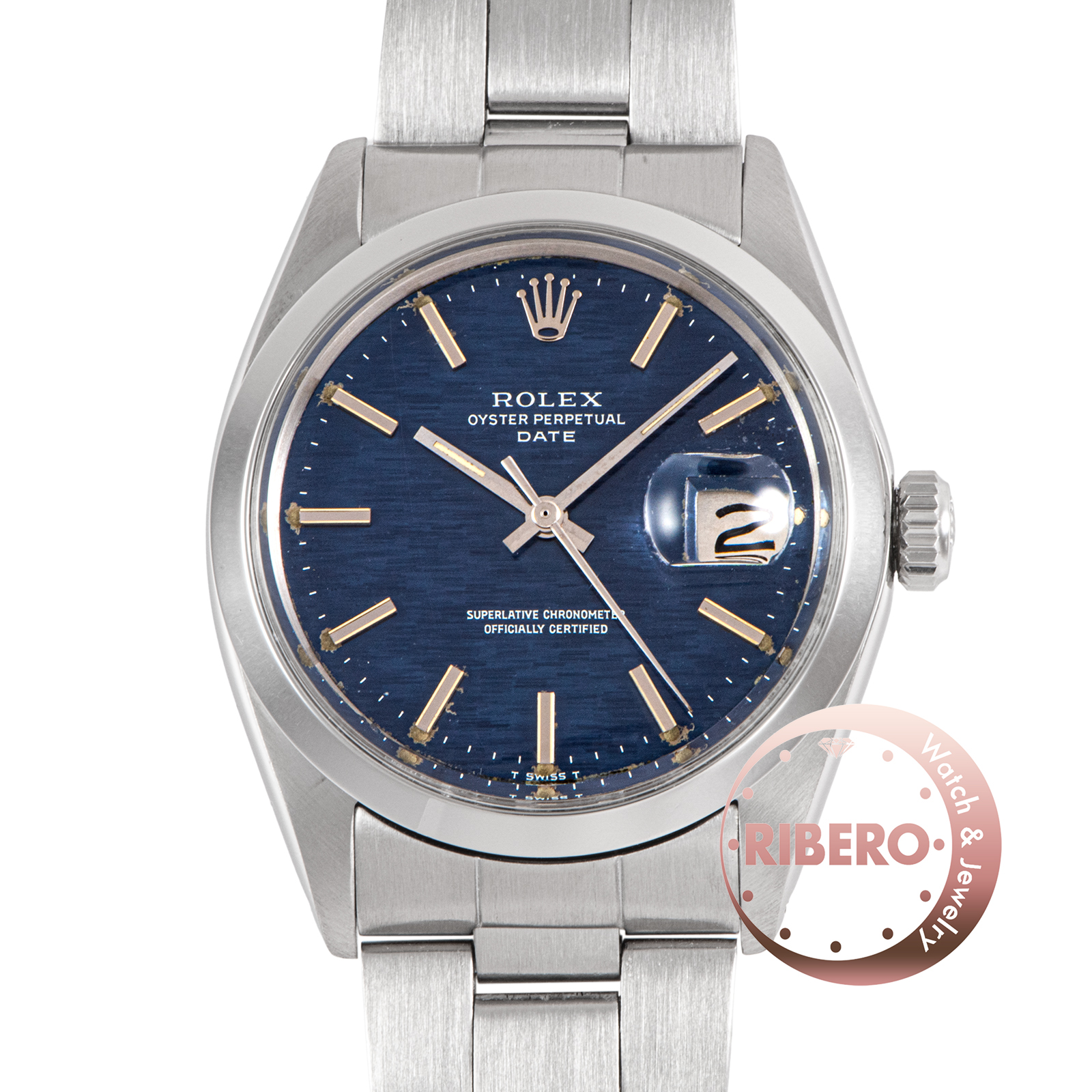 ロレックス パーペチュアルデイト 1500 1972年製 ブルーモザイクダイアル Tritium 