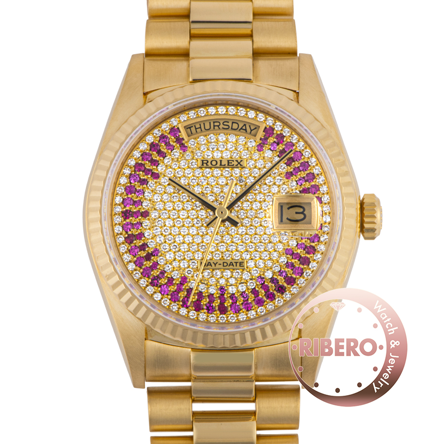 ロレックス デイデイト 18038 1987年製 メレダイヤ/ルビー