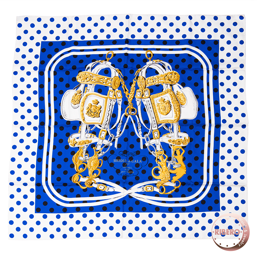 エルメス BRIDES de GALA a Pois 式典用馬勒 コレットコラボ カレ90 スカーフ