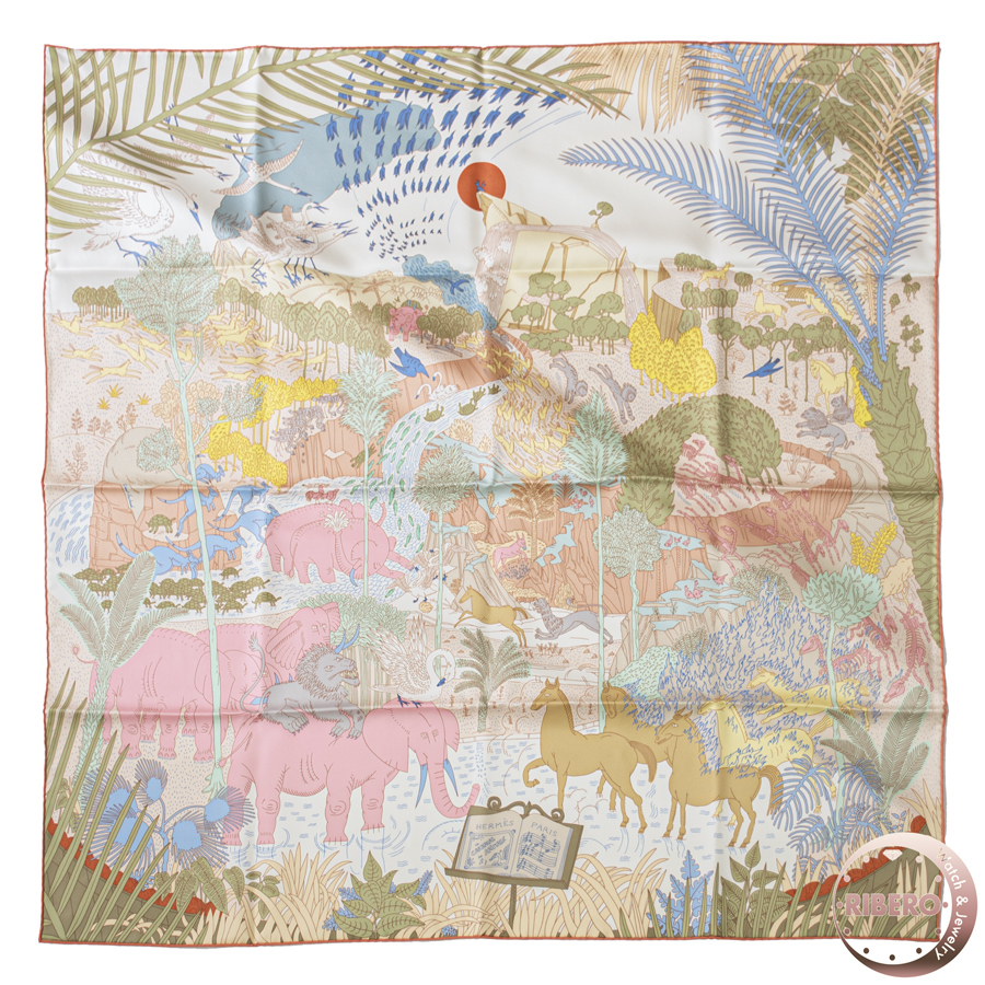 エルメス カレ90 Le Carnaval des Animaux 動物の謝肉祭 スカーフ