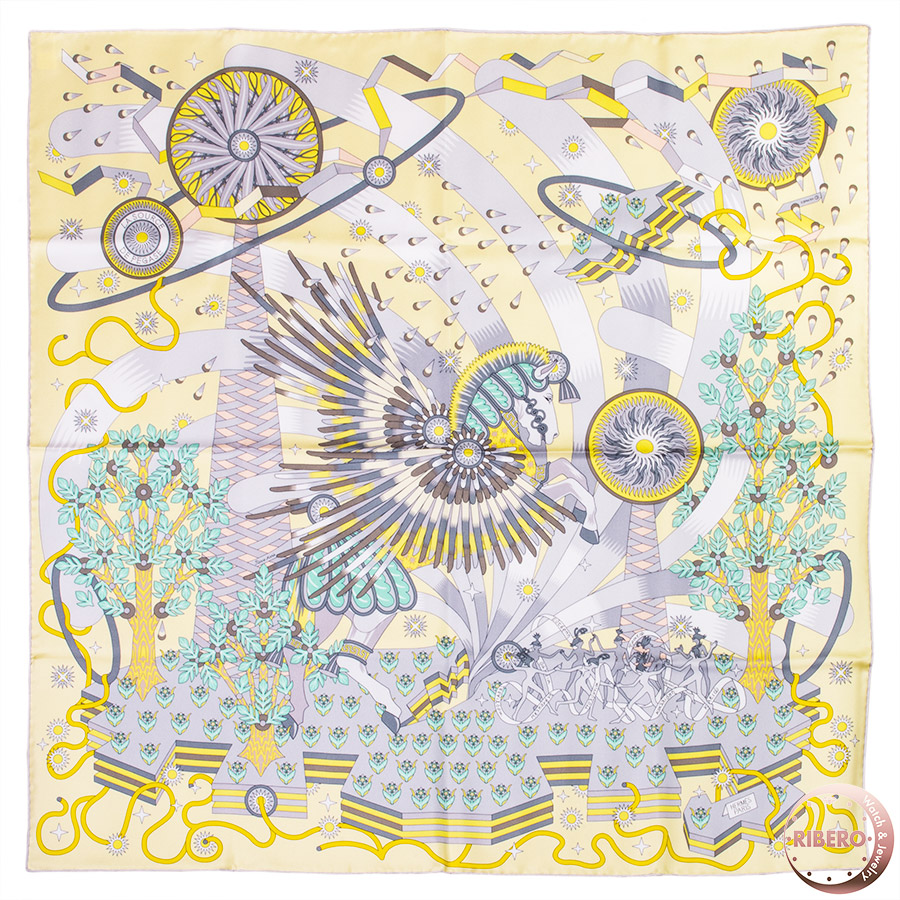 エルメス カレ90 La Source de Pegase ペガサスの源泉 スカーフ