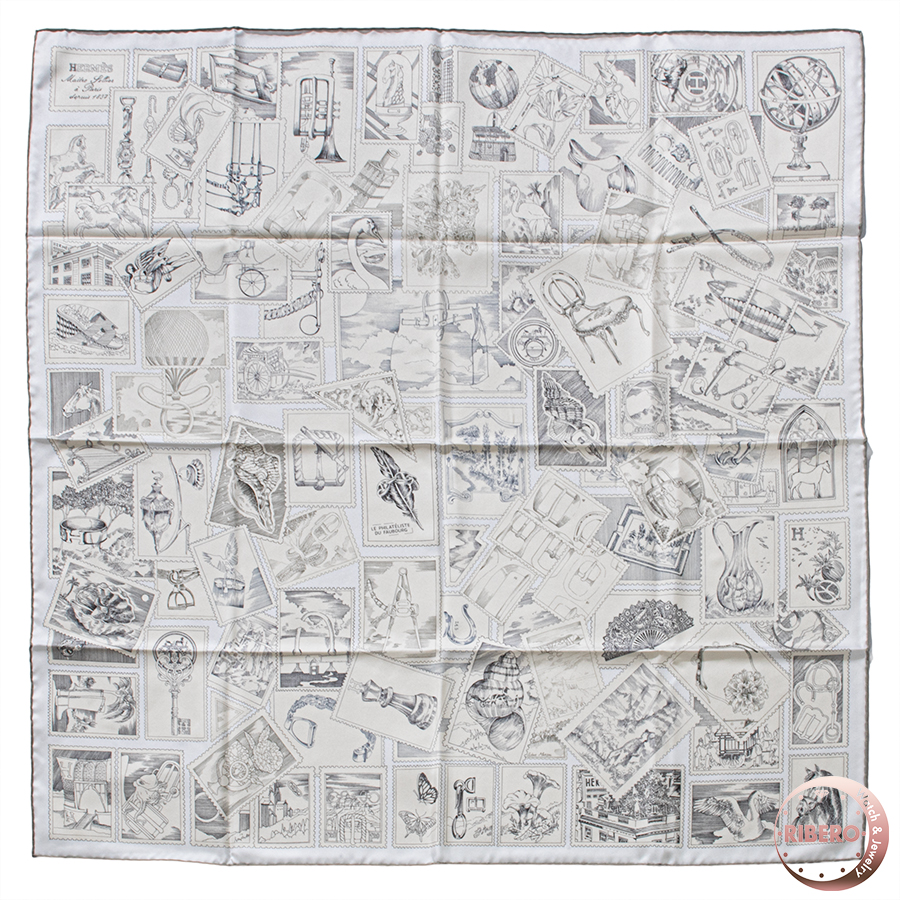 エルメス カレ90　Le Philateliste du Faubourg フォーブルの切手愛好家 スカーフ