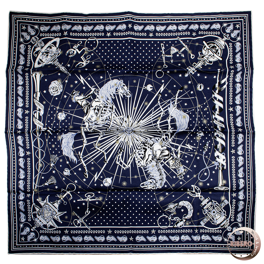 エルメス Chorus Stellarum Bandana　シルクバンダナ 55　コーラス・ステラルム スカーフ