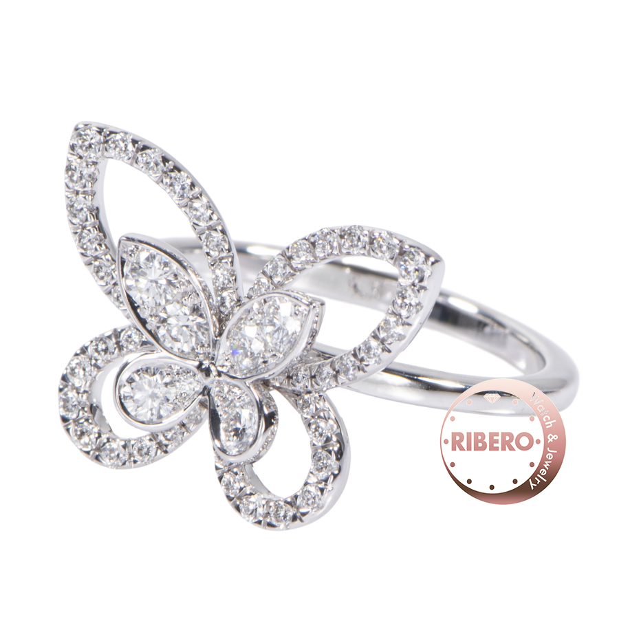 グラフ バタフライ シルエット ダイヤモンド リング 11号