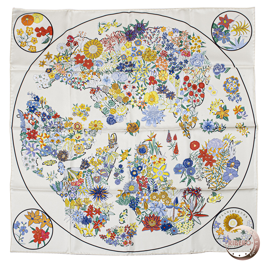 エルメス カレ90　Planifleurs プラニフルール スカーフ