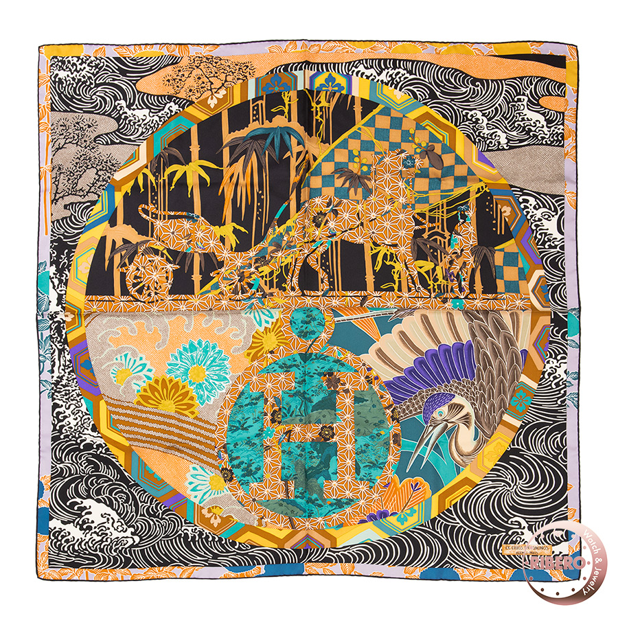 エルメス カレ90 Ex-Libris KIMONOS キモノ エクスリブリス スカーフ