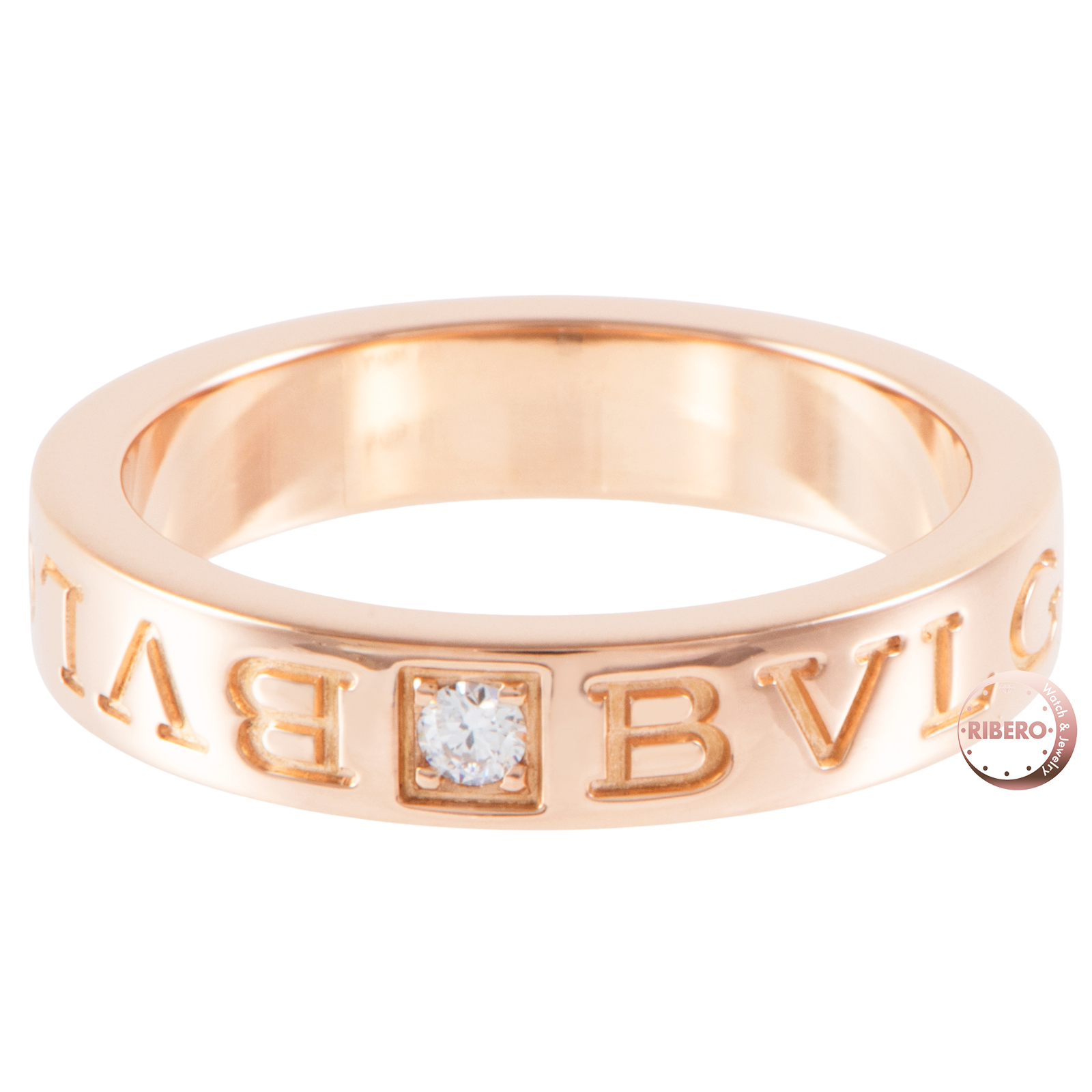 ブルガリ ダブルロゴ 1Pダイヤモンド フリップ リング ビーゼロワン 12号