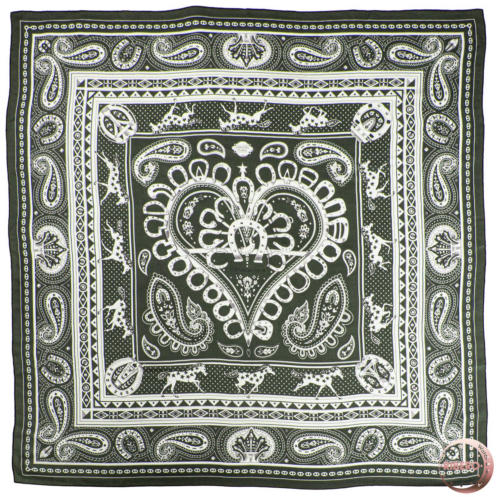 エルメス スカーフ カレ140 カレジェアン Cheval de Coeur Bandana シュバル ドゥ クール バンダナ