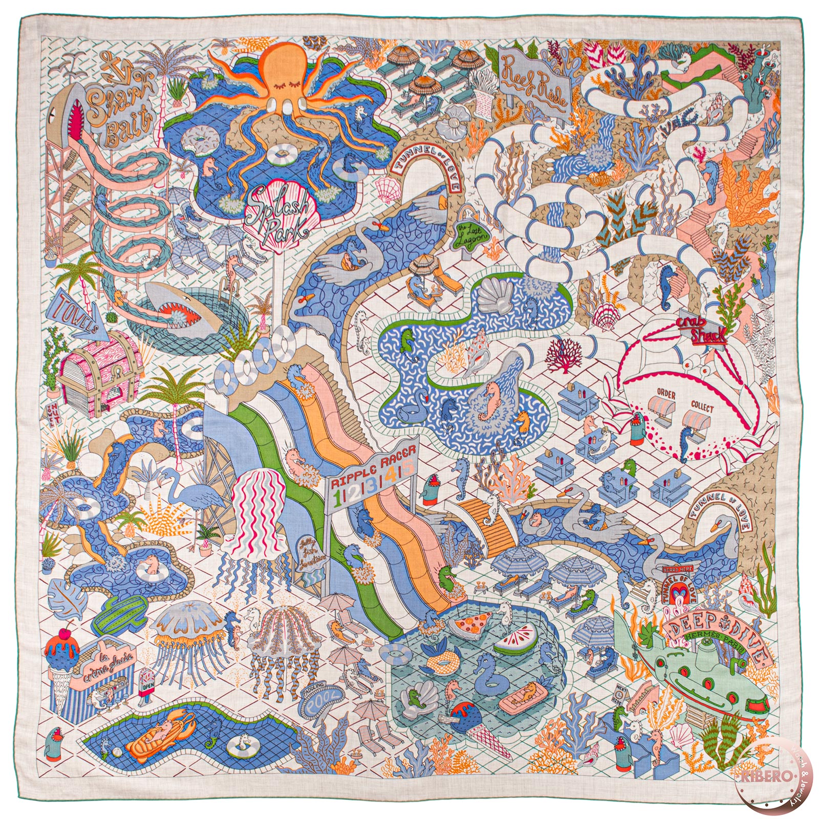 エルメス カレジェアン Splash Park スプラッシュパーク スカーフ 243806S 06