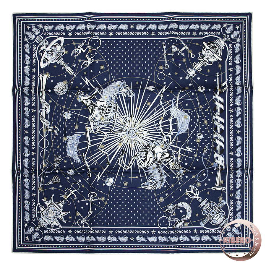 エルメス Chorus Stellarum Bandana　シルクバンダナ 55　コーラス・ステラルム スカーフ