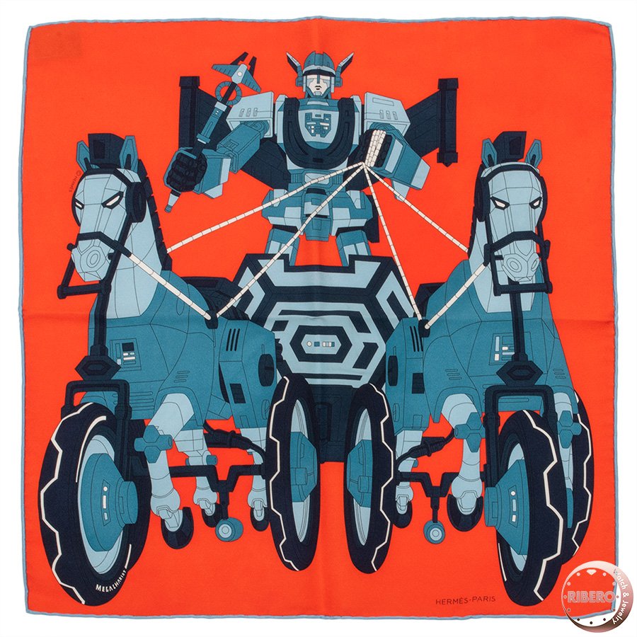 エルメス Mega Chariot pocket square 45  メガシャリオ スカーフ