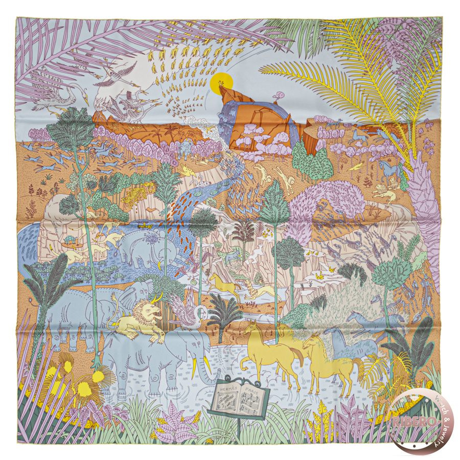 エルメス カレ90 Le Carnaval des Animaux 動物の謝肉祭 スカーフ