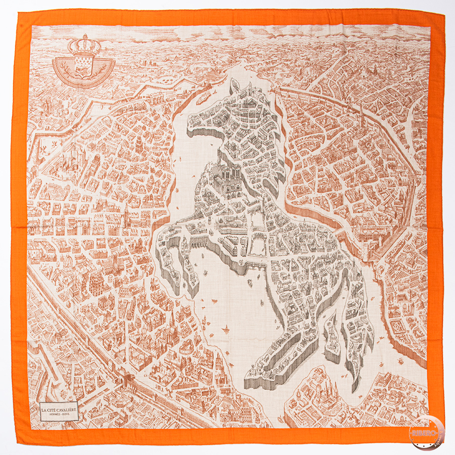 エルメス カレジェアン La Cite Cavaliere シテ カヴァリエール カレ140 ショール