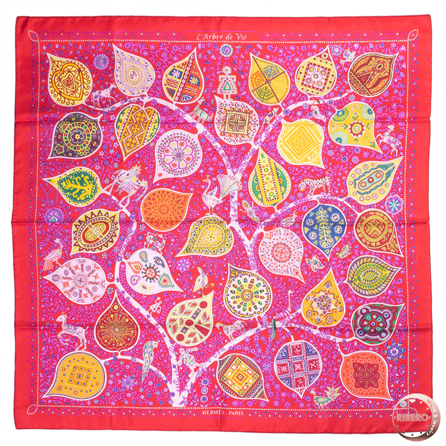 エルメス カレ90 L'ARBRE DE VIE 生命の木 スカーフ