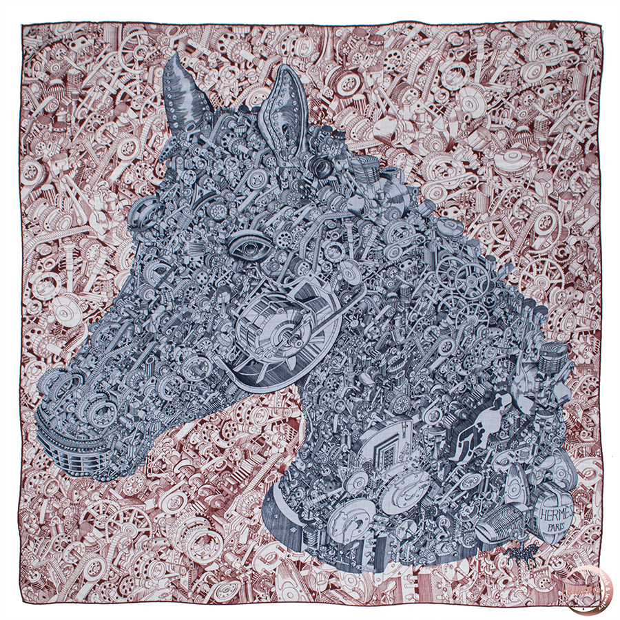 エルメス カレジェアン Des Chevaux Sous le Capot スカーフ