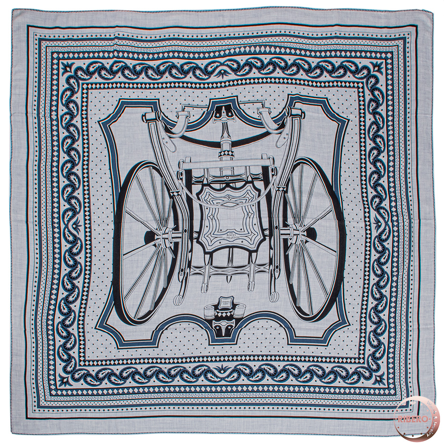 エルメス カレジェアン Les Roues de Phaeton Bandana 四輪馬車の車輪 バンダナ スカーフ