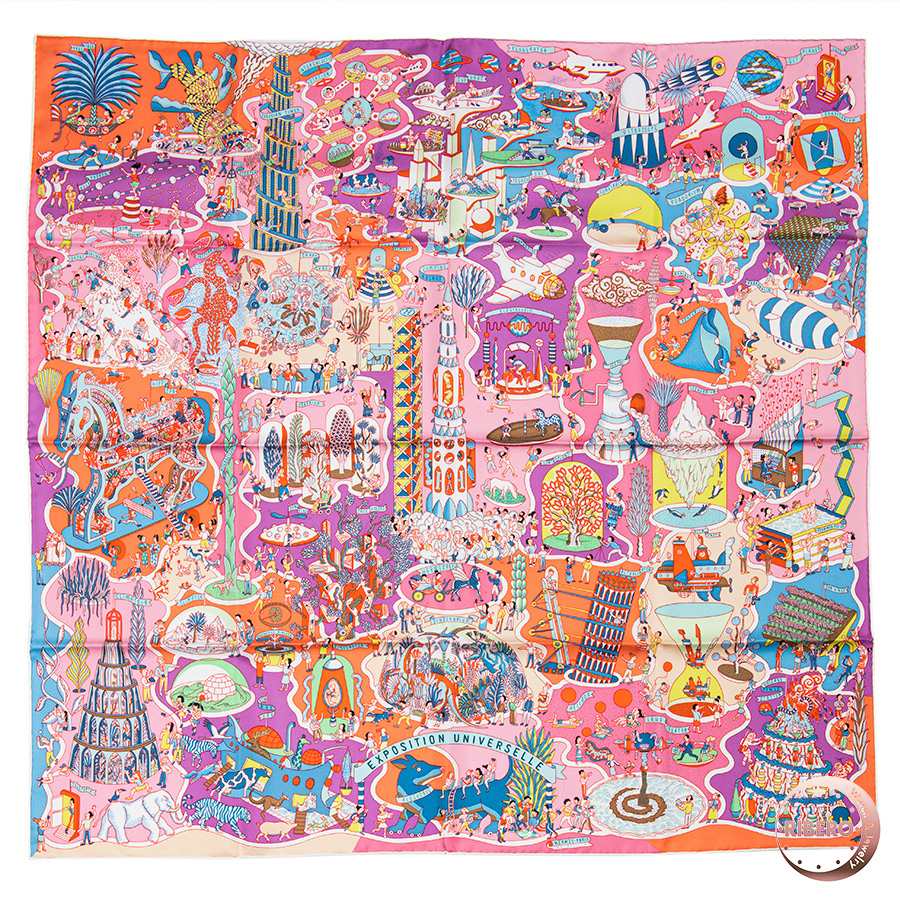 エルメス カレ90 Exposition Universelle 万国博覧会 スカーフ