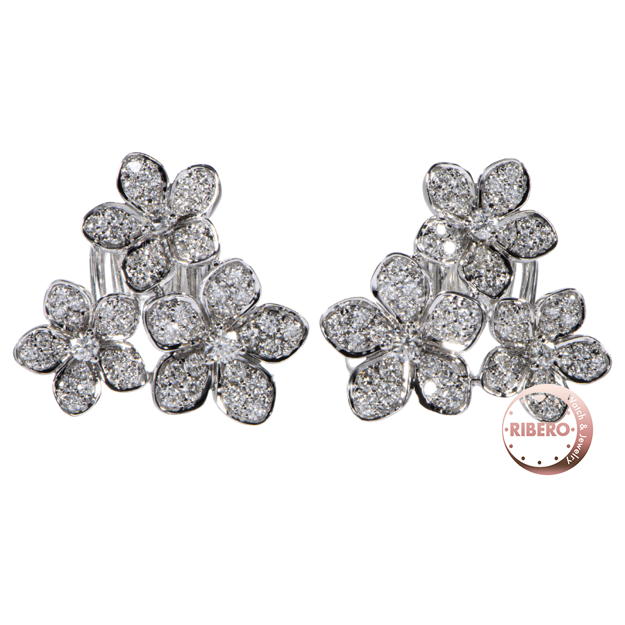 グラフ ワイルドフラワー ダイヤモンド クラスター スタッド イヤリング