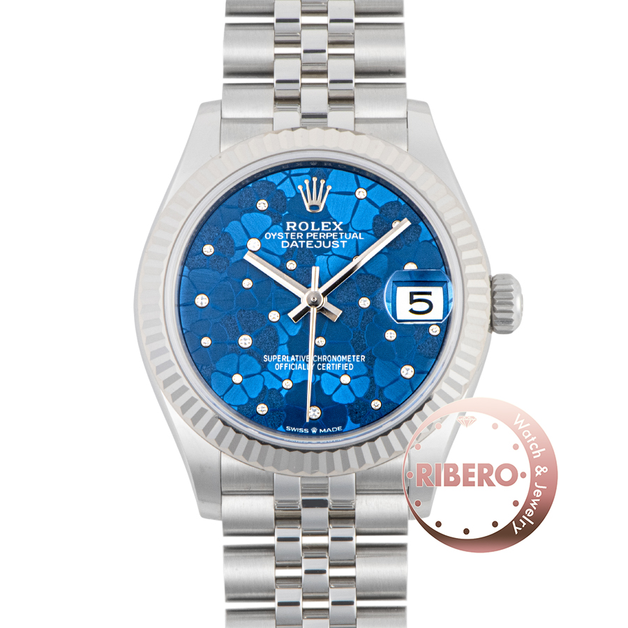 ロレックス デイトジャスト 278274 アズーロブルー フローラルモチーフ