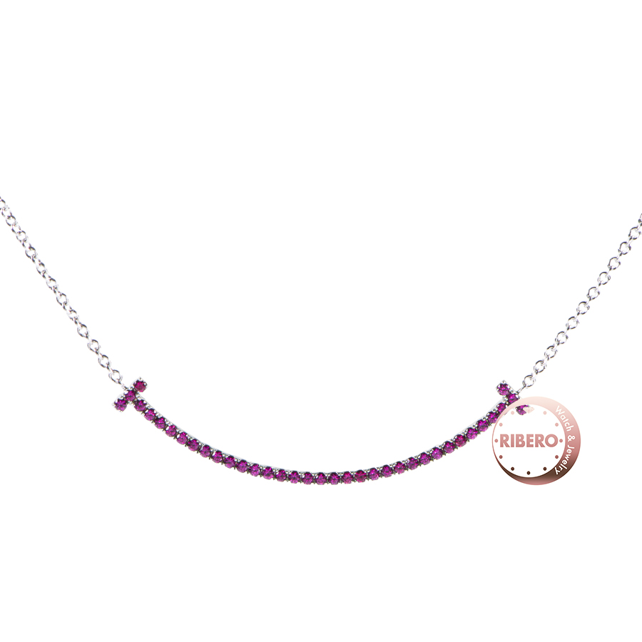 ティファニー ティファニーT スマイル ペンダント ピンクサファイア スモール ネックレス