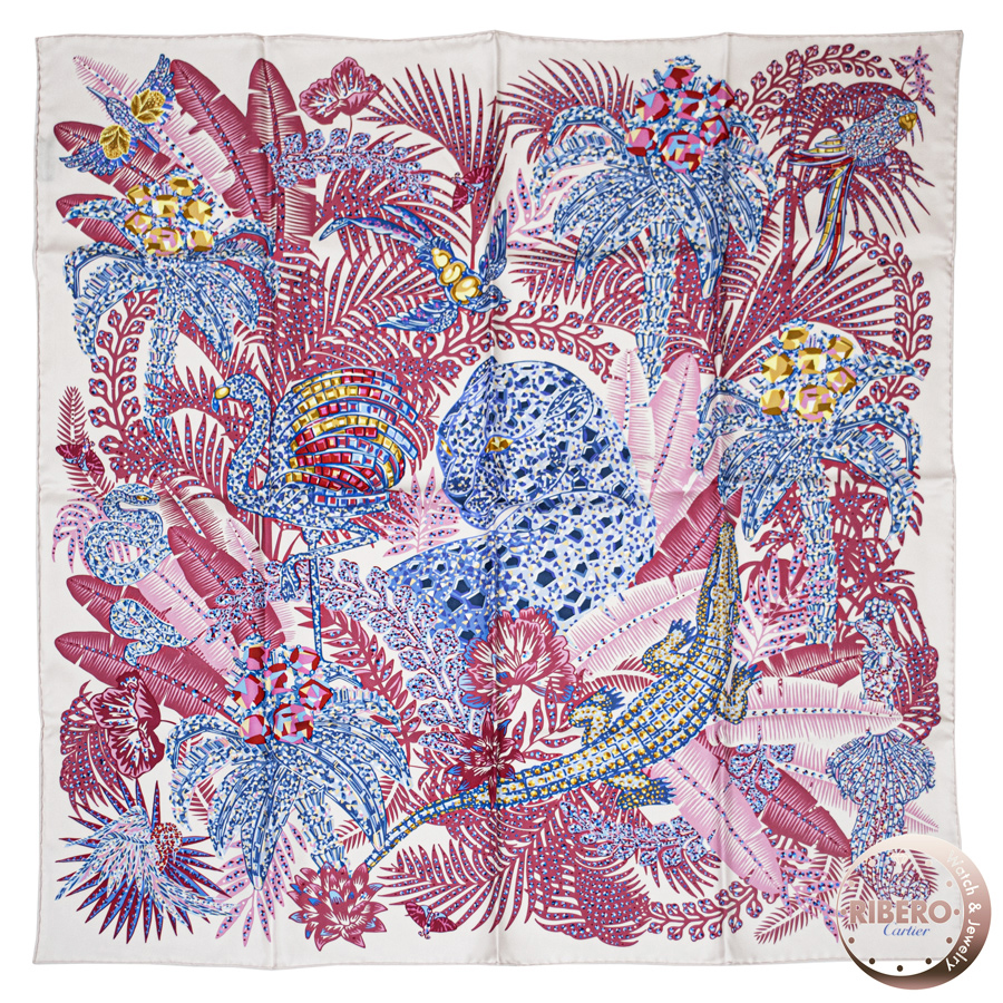 カルティエ パンテール ジャングルモチーフ スクエア 90 スカーフ