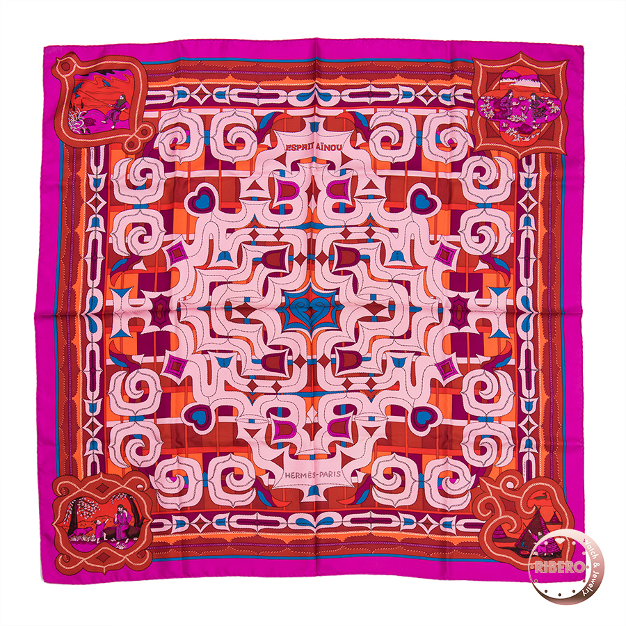 エルメス カレ90 Esprit Ainou エスプリ・アイヌ アイヌの心 スカーフ