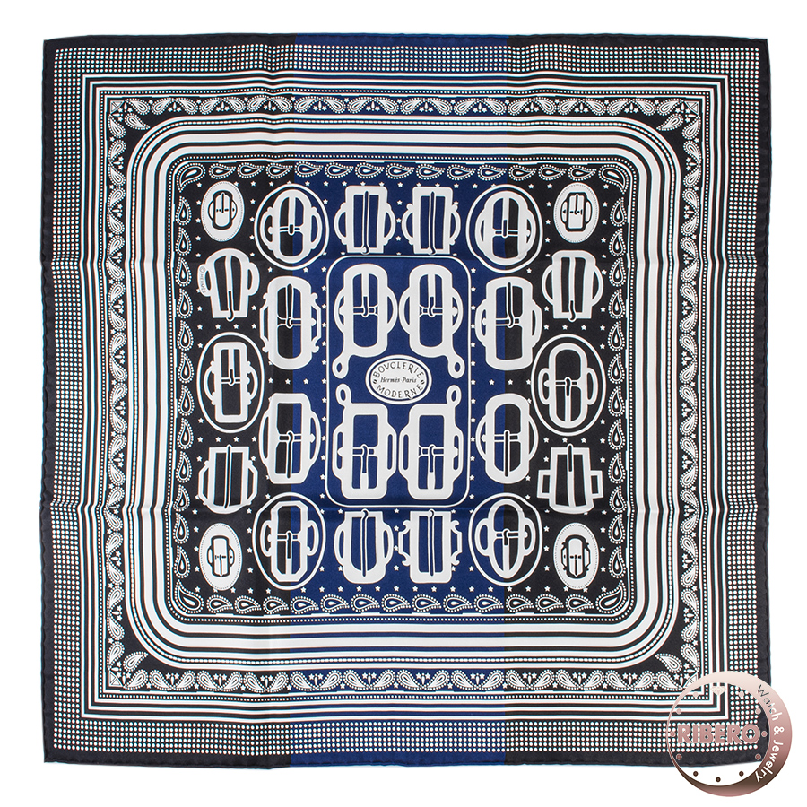 エルメス カレ55　Bouclerie Moderne Bandana モダンなバックル バンダナ スカーフ